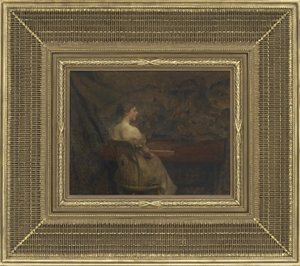 Ett porträtt, 1902 (olja på träpanel) av Thomas Wilmer Dewing